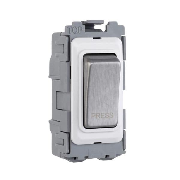 Saxby Grid 20A SP Retractive (PRESS) Gris Switch Module - Brushed Steel GD20RBS By Saxby Electrical