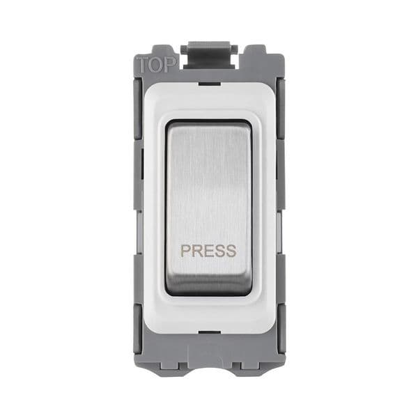 Saxby Grid 20A SP Retractive (PRESS) Gris Switch Module - Brushed Steel GD20RBS By Saxby Electrical