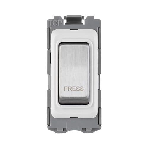 Saxby Grid 20A SP Retractive (PRESS) Gris Switch Module - Brushed Steel GD20RBS By Saxby Electrical