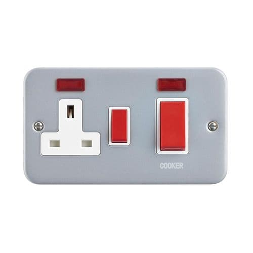 Saxby Metal Clad 45A DP Cooker Switch With 13A Socket With Neon MC551 By Saxby Electrical