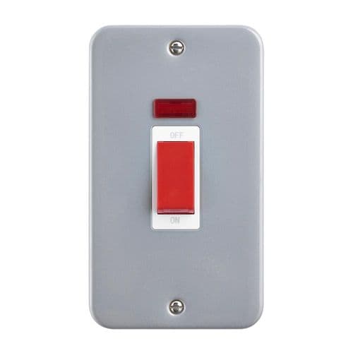 Saxby Metal CLad 45A Large Plate DP Switch With Neon MC555 By Saxby Electrical