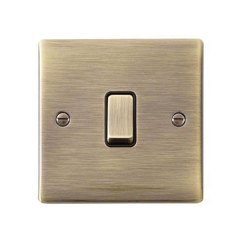 Saxby Raised Screwed 10AX 1G 2-Way Switch - Antique Brass With Black Insert RS101ABB By Saxby