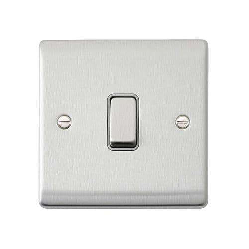 Saxby Raised Screwed 10AX 1G 2-Way Switch - Brushed Steel With Grey Insert RS101BSG By Saxby