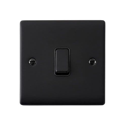 Saxby Raised Screwed 10AX 1G 2-Way Switch - Matt Black With Black Insert RS101BLB By Saxby