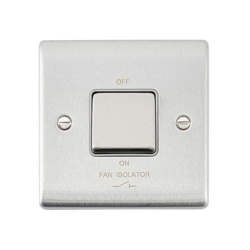 Saxby Raised Screwed 10AX 1G 3-Pole Fan Isolator Switch - Brushed Steel With Grey Insert RS110BSG