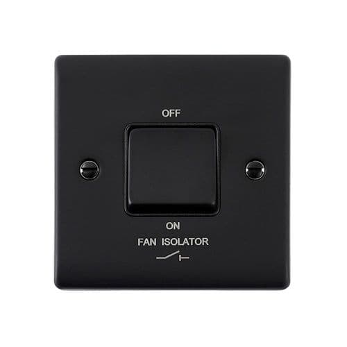 Saxby Raised Screwed 10AX 1G 3-Pole Fan Isolator Switch - Matt Black With Black Insert RS110BLB