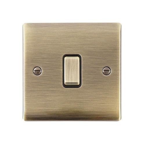 Saxby Raised Screwed 10AX 1G Intermediate Switch - Antique Brass With Black Insert RS109ABB By Saxby