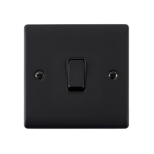Saxby Raised Screwed 10AX 1G Intermediate Switch - Matt Black With Black Insert RS109BLB By Saxby