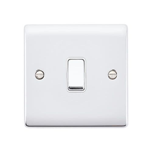 Saxby Raised Screwed 10AX 1G Intermediate Switch - Polished Chrome With White Insert RS109PCW