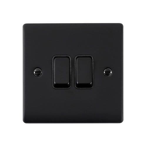 Saxby Raised Screwed 10AX 2G 2-Way Switch - Matt Black With Black Insert RS102BLB By Saxby