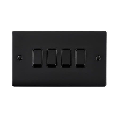 Saxby Raised Screwed 10AX 4G 2-Way Switch - Matt Black With Black Insert RS104BLB By Saxby