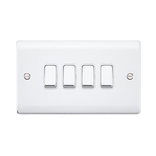 Saxby Raised Screwed 10AX 4G 2-Way Switch - Polished Chrome With White Insert RS104PCW By Saxby
