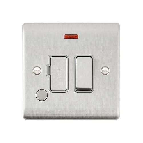 Saxby Raised Screwed 13A Swd Fused Spur Unit w Flex Outlet and Neon - Brushed St W Gry In. RS322BSG
