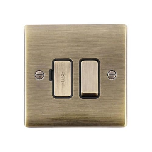 Saxby Raised Screwed 13A Switched Fused Spur Unit - Antique Brass W Black Insert RS320ABB By Saxby
