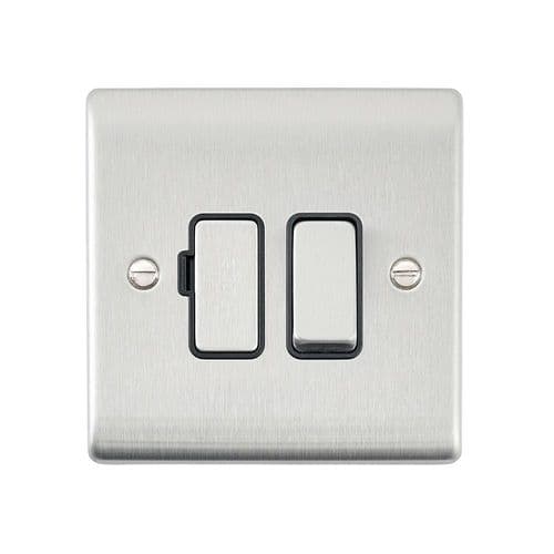 Saxby Raised Screwed 13A Switched Fused Spur Unit - Brushed Steel W Black Insert RS320BSB By Saxby