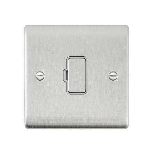 Saxby Raised Screwed 13A Switched Fused Spur Unit - Brushed Steel With Grey Insert RS320BSG By Saxby