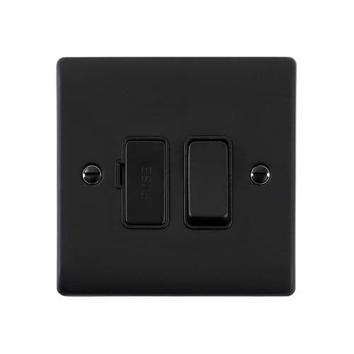 Saxby Raised Screwed 13A Switched Fused Spur Unit - Matt Black With Black Insert RS320BLB By Saxby