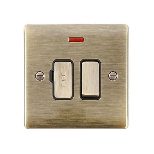 Saxby Raised Screwed 13A Switched Fused Spur Unit with Neon - Antique Brass W Black Insert RS322ABB