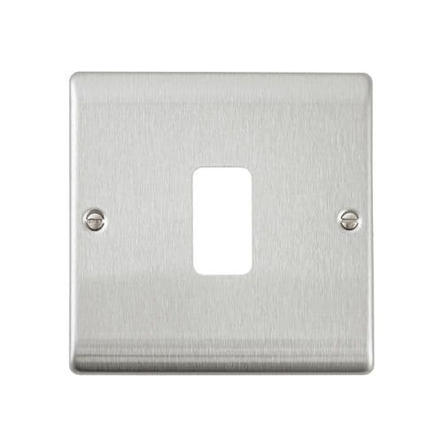 Saxby Raised Screwed 1G Grid Front Plate - Brushed Steel RSGFP1BS By Saxby Electrical