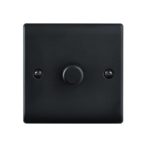 Saxby Raised Screwed 1G LED Dimmer 5-100W - Matt Black RS661BL By Saxby