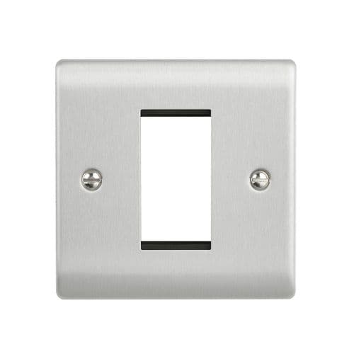 Saxby Raised Screwed 1G Modular Faceplate (1 Module) - Brushed Steel RSMFP1BS By Saxby Electrical