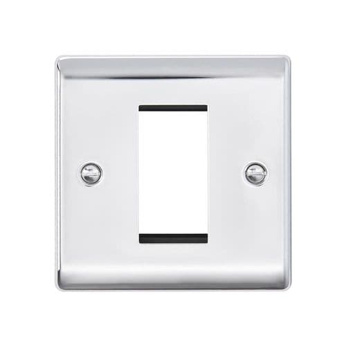 Saxby Raised Screwed 1G Modular Faceplate (1 Module) - Polished Chrome RSMFP1PC By Saxby Electrical