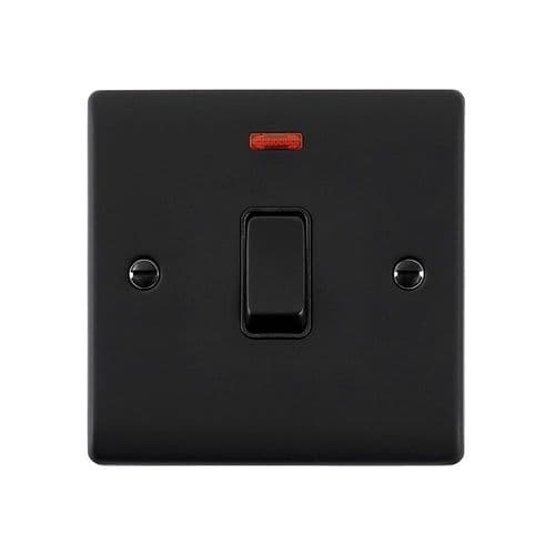 Saxby Raised Screwed 20A 1G DP Switch With Neon - Matt Black With Black Insert RS271BLB By Saxby