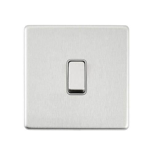Saxby Screwless 10AX 1G 2-Way Switch - Brushed Steel With Grey Insert SL101BSG By Saxby Electrical