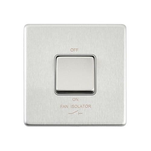 Saxby Screwless 10AX 1G 3-Pole Fan Isolator Switch - Brushed Steel With Grey Insert SL110BSG