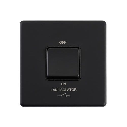 Saxby Screwless 10AX 1G 3-Pole Fan Isolator Switch - Matt Black With Black Insert SL110BLB