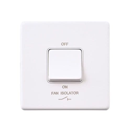 Saxby Screwless 10AX 1G 3-Pole Fan Isolator Switch - Matt White With White Insert SL110WHW