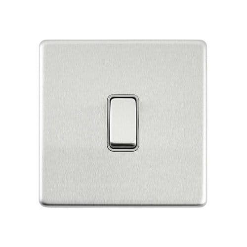 Saxby Screwless 10AX 1G Intermediate Switch - Brushed Steel With Grey Insert SL109BSG By Saxby