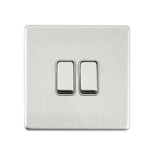 Saxby Screwless 10AX 2G 2-Way Switch - Brushed Steel With Grey Insert SL102BSG By Saxby Electrical