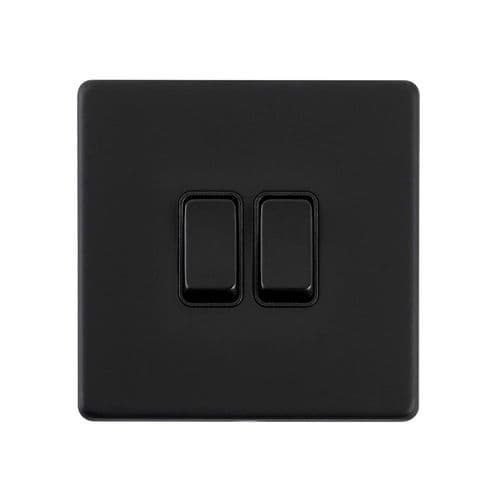 Saxby Screwless 10AX 2G 2-Way Switch - Matt Black With Black Insert SL102BLB By Saxby Electrical