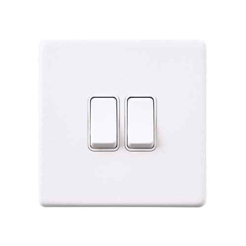 Saxby Screwless 10AX 2G 2-Way Switch - Matt White With White Insert SL102WHW By Saxby Electrical