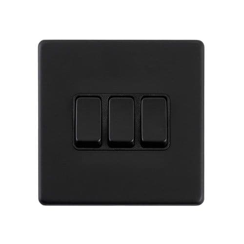 Saxby Screwless 10AX 3G 2-Way Switch - Matt Black With Black Insert SL103BLB By Saxby Electrical