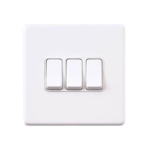 Saxby Screwless 10AX 3G 2-Way Switch - Matt White With White Insert SL103WHW By Saxby Electrical