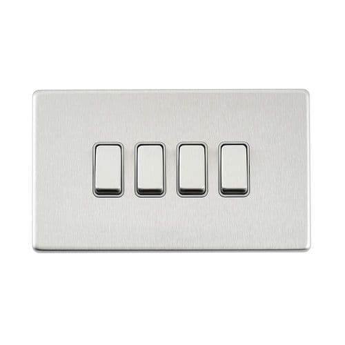Saxby Screwless 10AX 4G 2-Way Switch - Brushed Steel With Grey Insert SL104BSG By Saxby Electrical