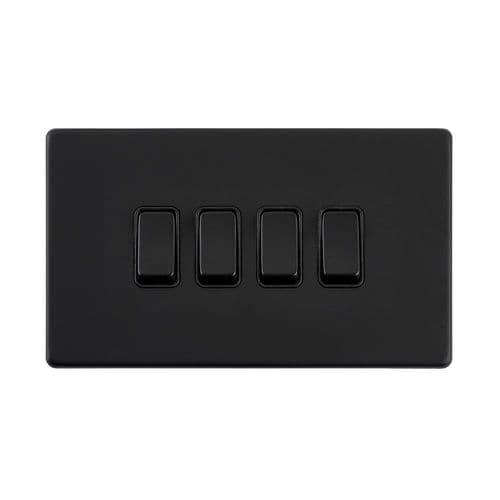 Saxby Screwless 10AX 4G 2-Way Switch - Matt Black With Black Insert SL104BLB By Saxby Electrical