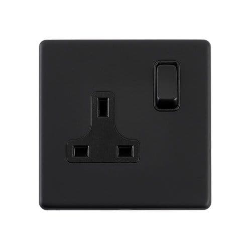 Saxby Screwless 13A 1G DP Switched Socket - Matt Black With Black Insert SL412BLBBy Saxby