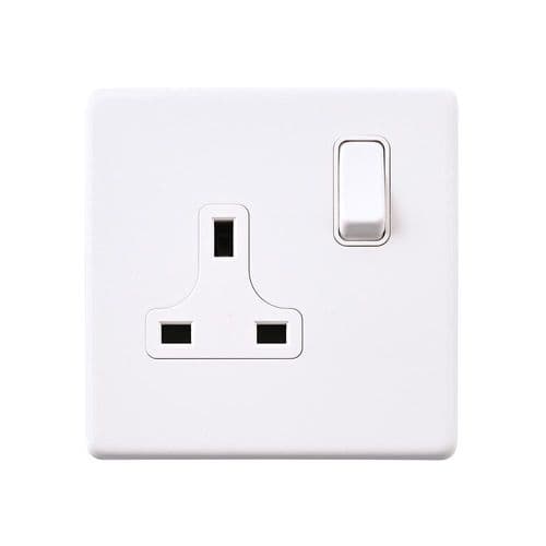 Saxby Screwless 13A 1G DP Switched Socket - Matt White With White Insert SL412WHW By Saxby
