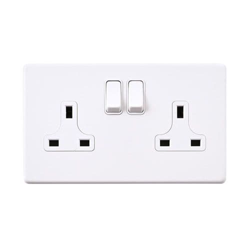 Saxby Screwless 13A 2G DP Switched Socket - Matt White With White Insert SL422WHWBy Saxby
