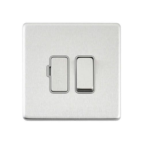 Saxby Screwless 13A Switched Fused Spur Unit - Brushed Steel With Grey Insert SL320BSG By Saxby