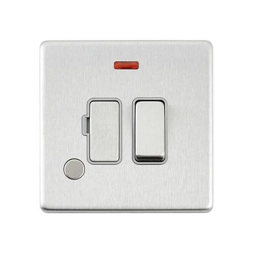 Saxby Screwless 13A Switched Fused Spur Unit w Flex Outlet & Neon-Brushed Steel W Gry Ins SL323BSG