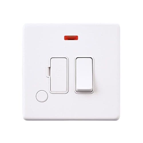 Saxby Screwless 13A Switched Fused Spur Unit with Flex Outlet & Neon-Matt White W White Ins SL323WHW