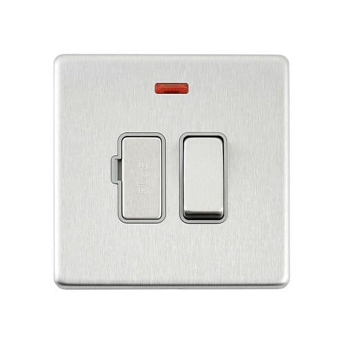 Saxby Screwless 13A Switched Fused Spur Unit with Neon - Brushed Steel With Grey Insert SL322BSG