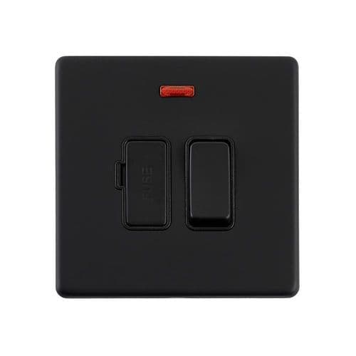 Saxby Screwless 13A Switched Fused Spur Unit with Neon - Matt Black With Black Insert SL322BLB