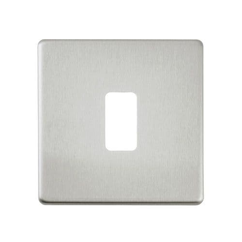 Saxby Screwless 1G Grid Front Plate - Brushed Steel SLGFP1BS By Saxby Electrical