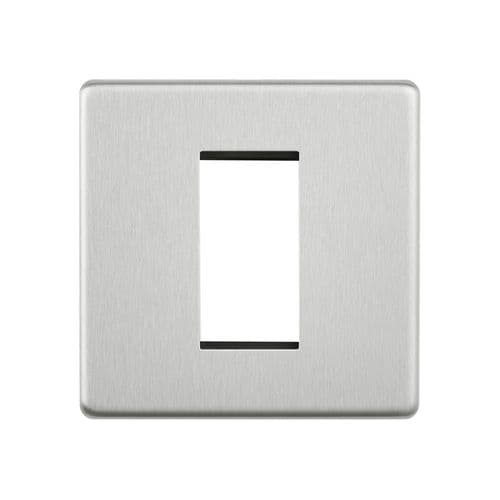 Saxby Screwless 1G Modular Faceplate (1 Module) - Brushed Steel SLMFP1BS By Saxby Electrical