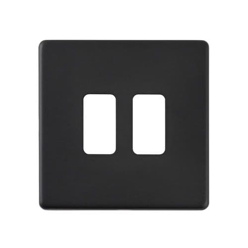 Saxby Screwless 2G Grid Front Plate - Matt Black SLGFP2BL By Saxby Electrical